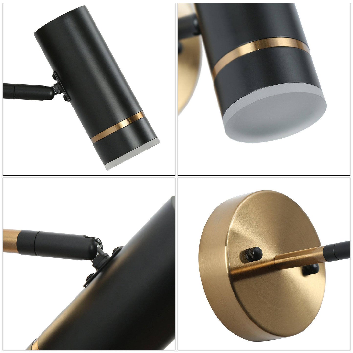 Floeice 1-Light Modern Black and Gold Cylinder LED Wall Sconces