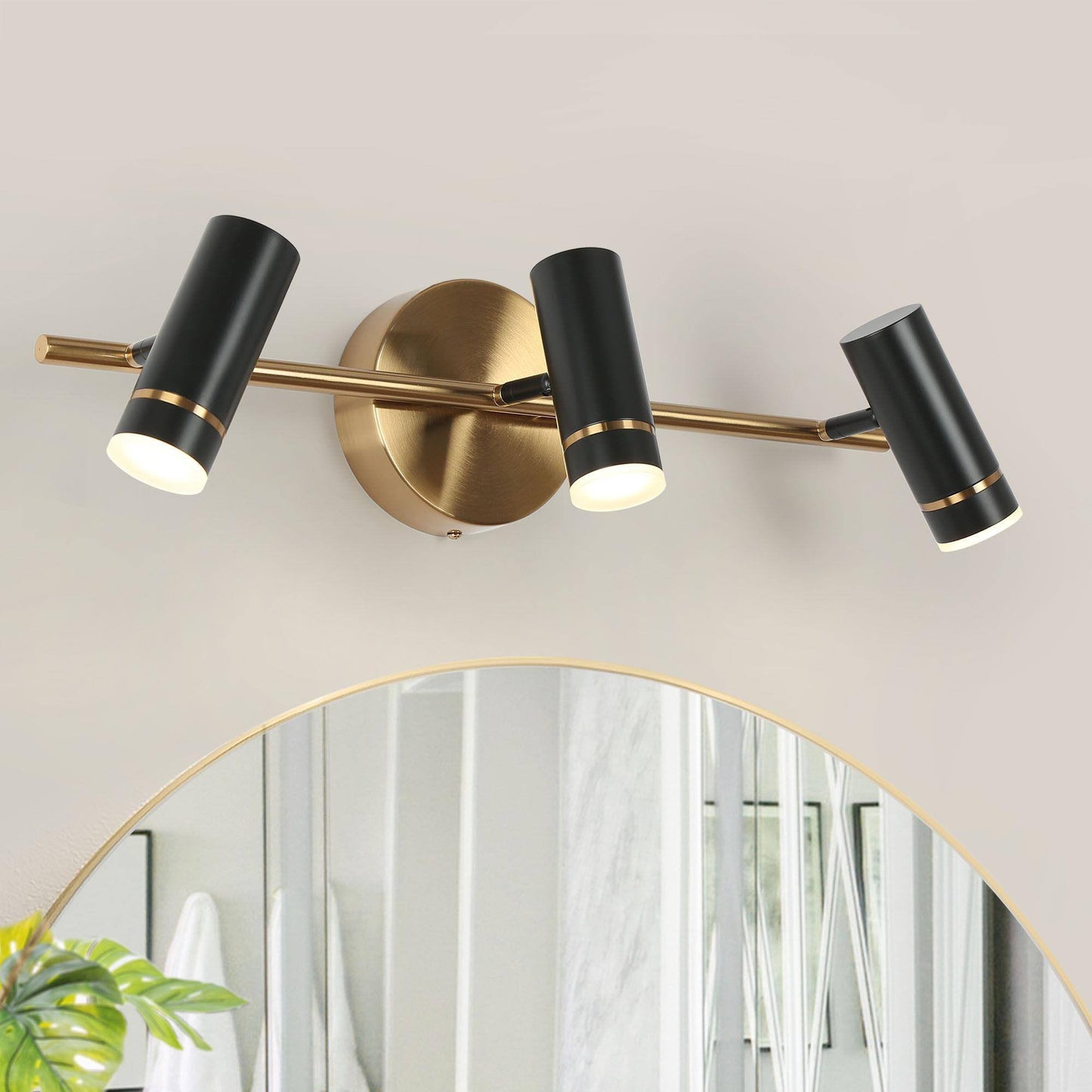 Floeice 3-Light Black and Brass LED Vanity Light