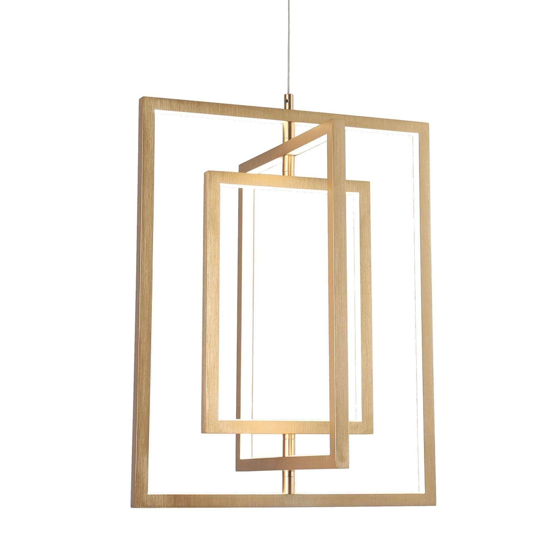 3-Light Gold LED Geometric Chandelier Pendant Lights - Belles Lighting