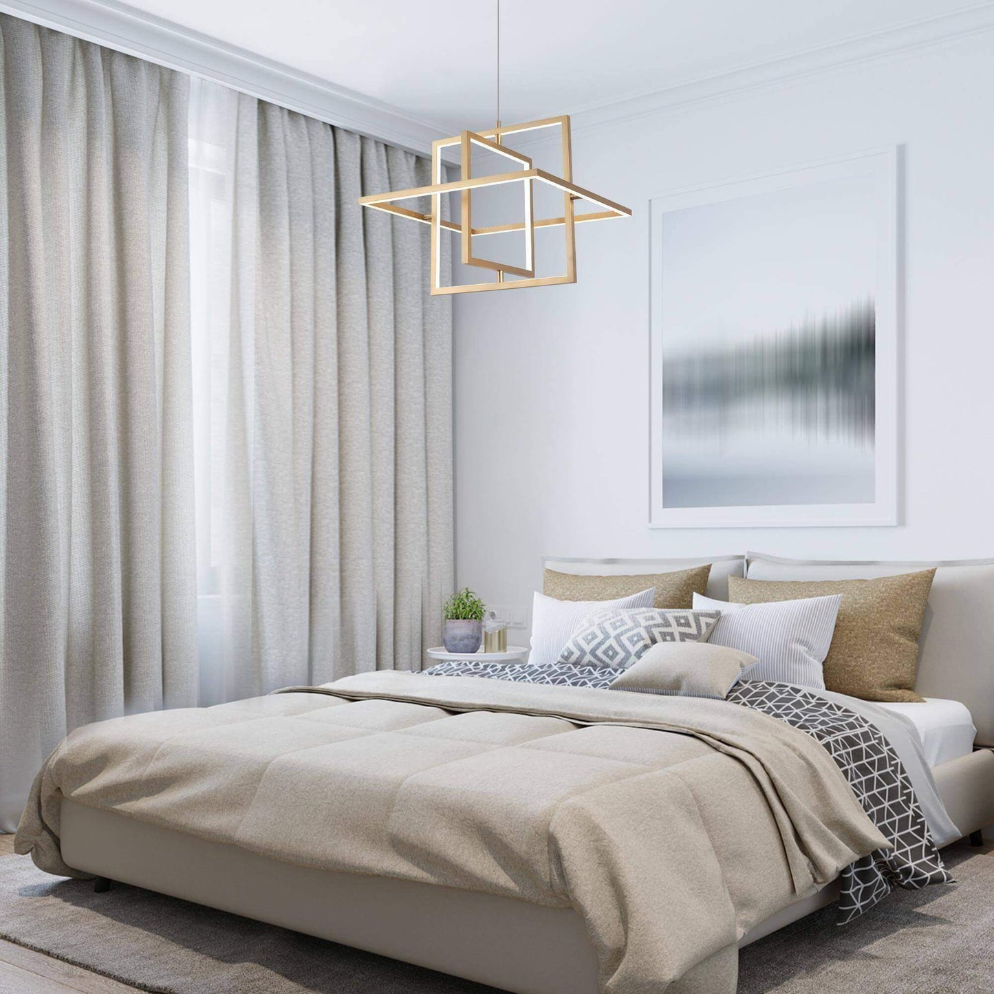 Modern 3-Light LED Gold Geometric Chandelier