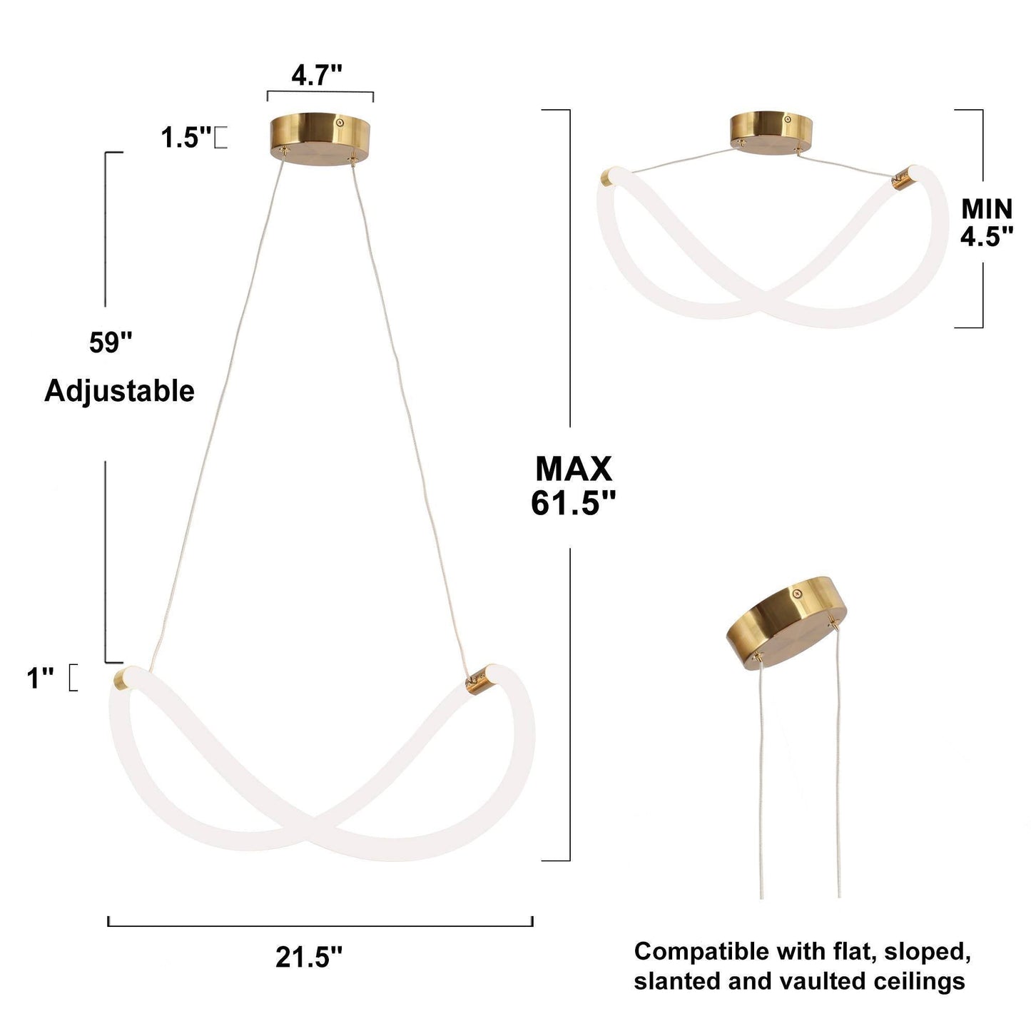 Chrysanthe 1-Light Small Brass LED Chandelier