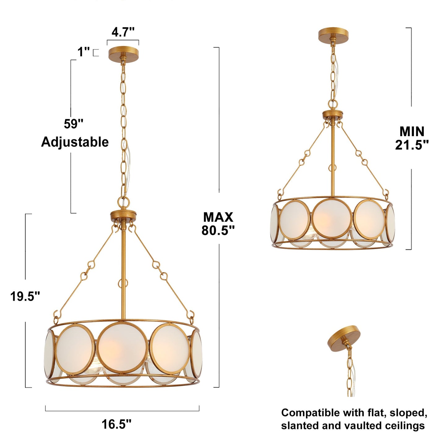 Welntscpia 3-Light Small Gold Chandelier