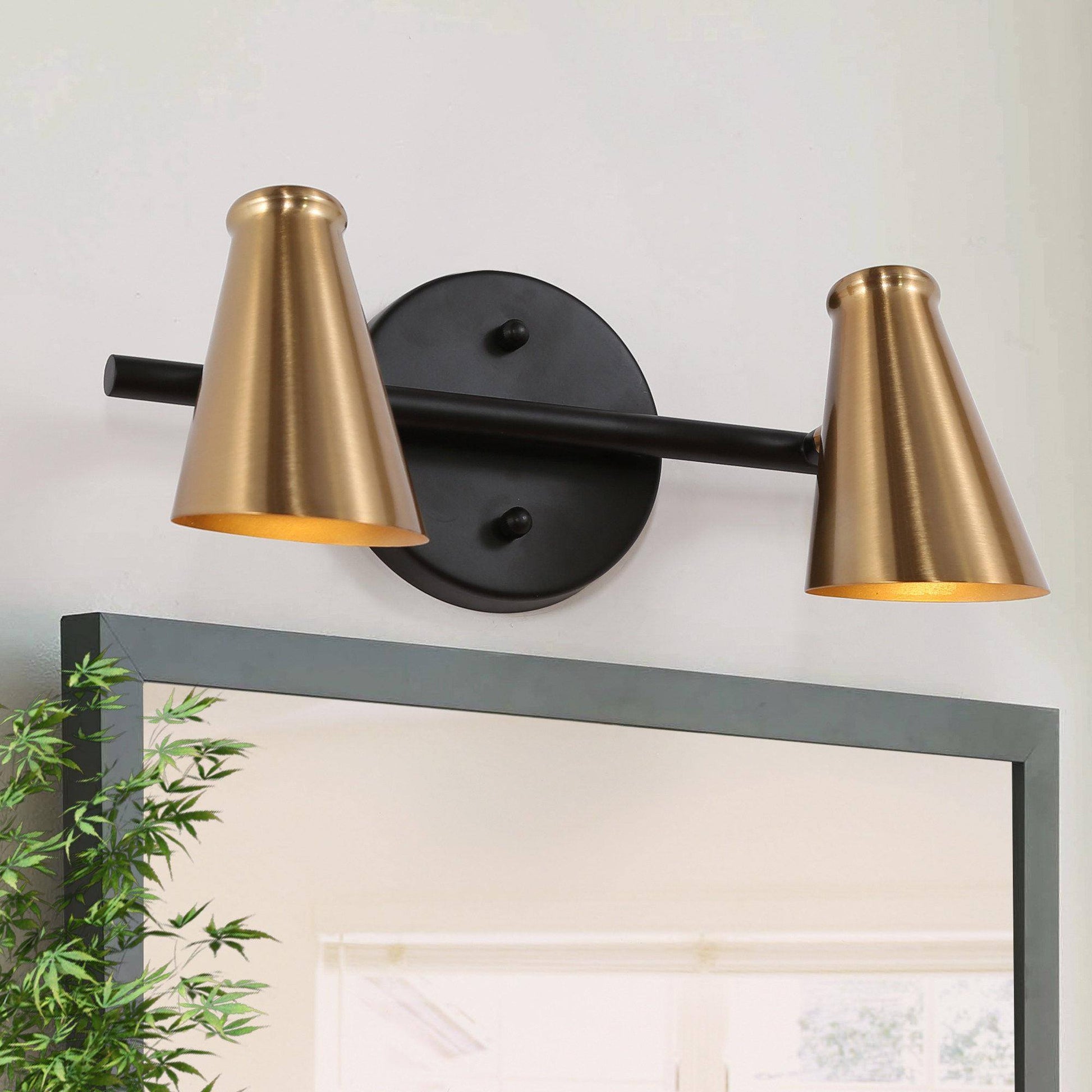 Paradiselier 2-Light Black and Brass Vanity Light