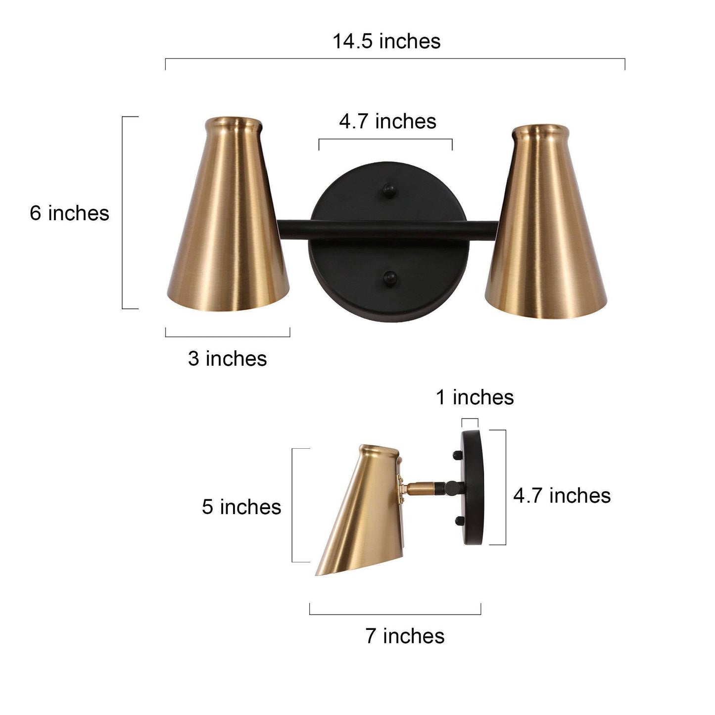 Paradiselier 2-Light Black and Brass Vanity Light