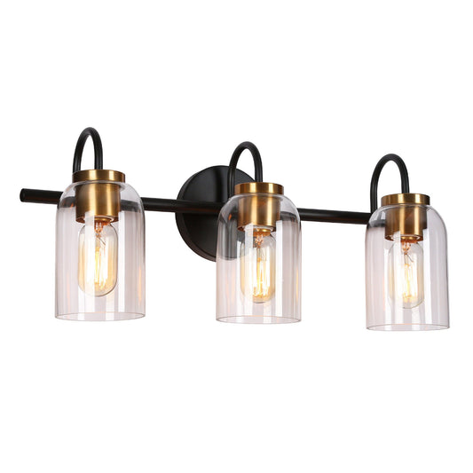 Savoroot 3-Light Black and Brass Vanity Light