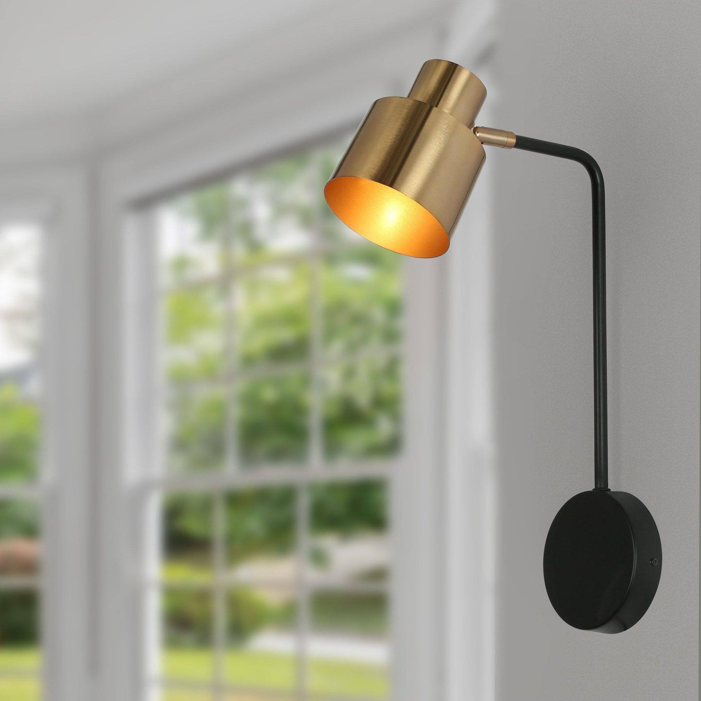 Currabipy 1-Light Modern Black and Gold Armed Wall Sconces