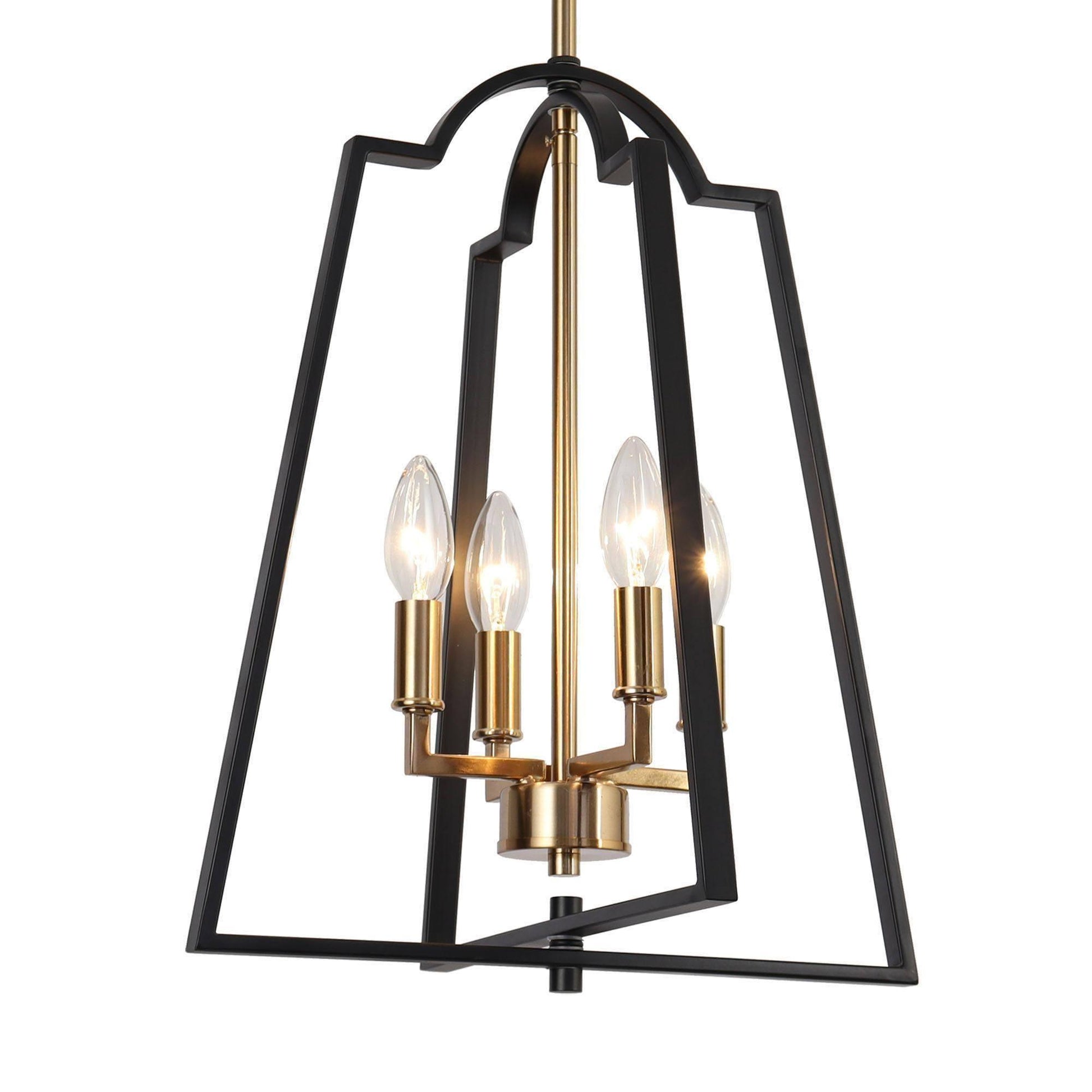 4-Light Black Gold Lantern Chandeliers - Belles Lighting