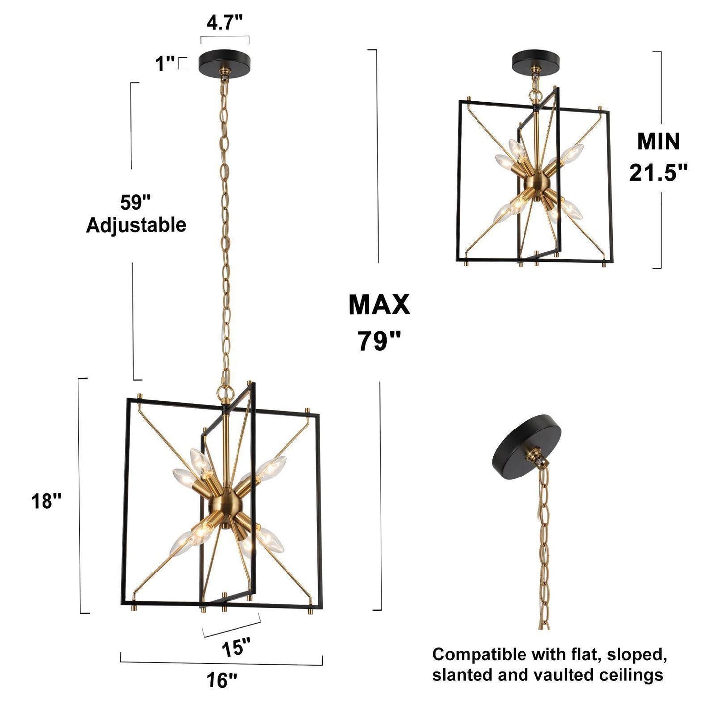 Spinaphine 8-Light Small Black Chandelier