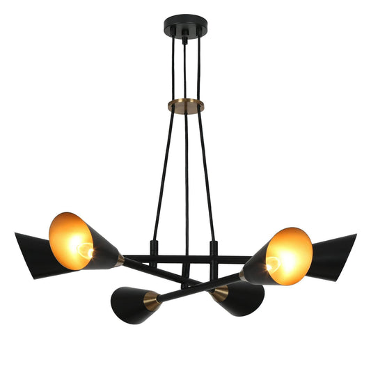 6-Light Black & Gold Sputnik Chandeliers - Belles Lighting