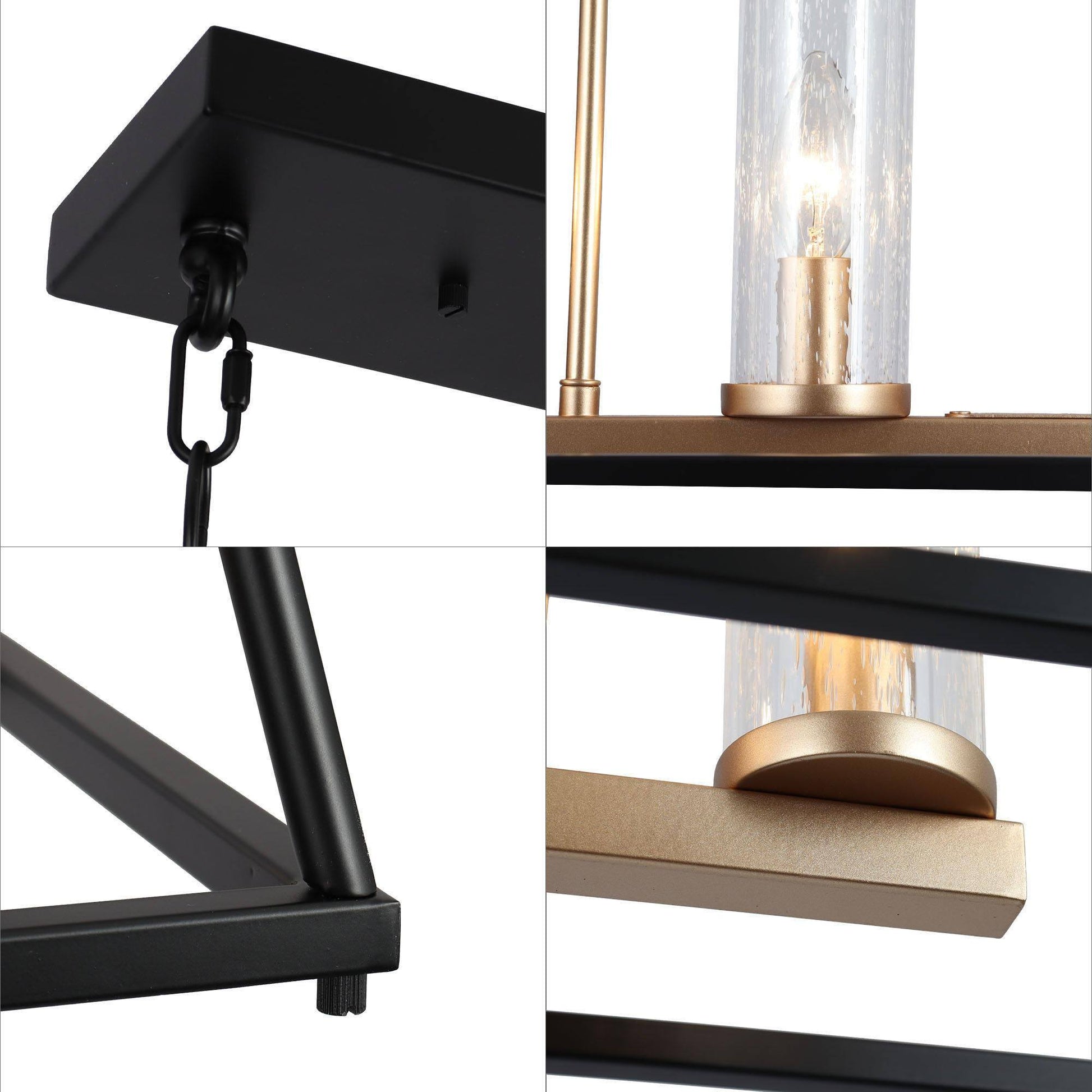 Estrellad 5-Light 28.5-in Black&Gold Modern Rectangle Kitchen Island Light