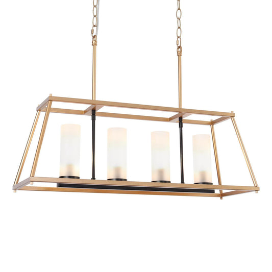 Modern Gold 4-Light Rectangle Chandelier Glass Island Lights - Belles Lighting