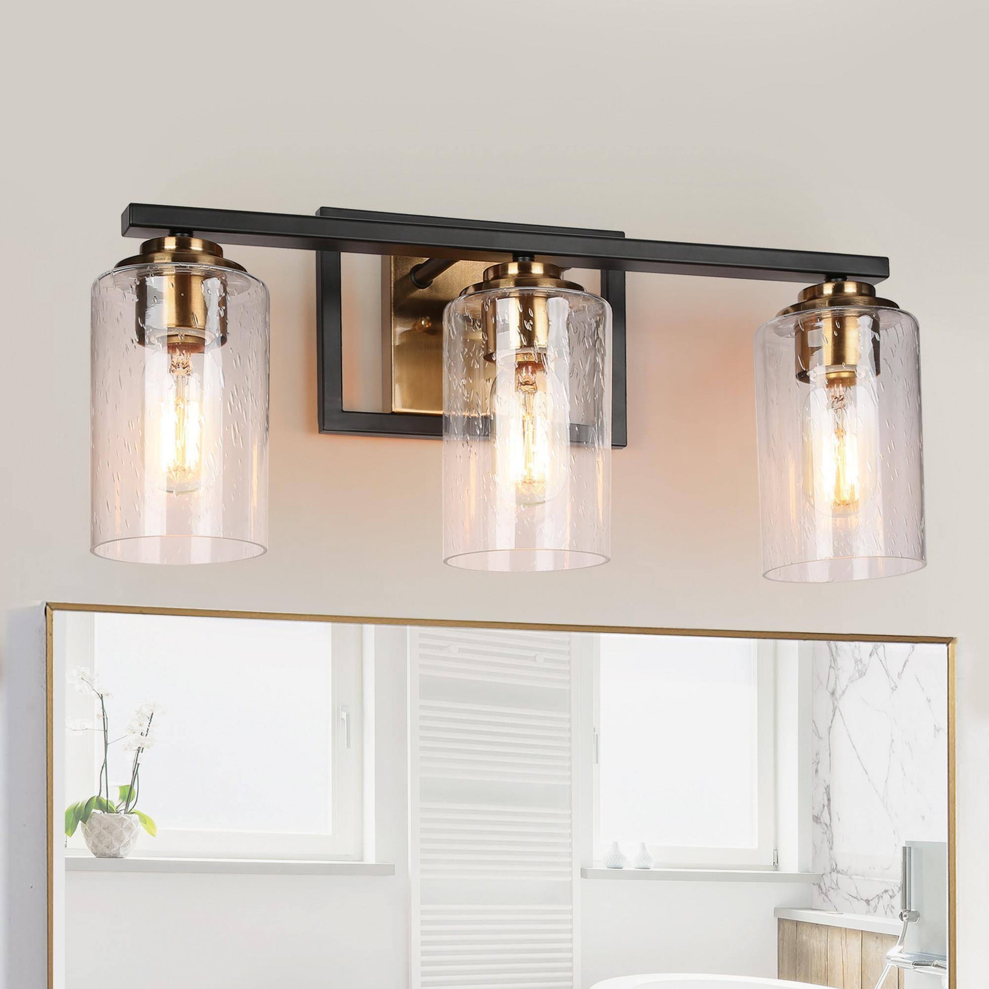 Hormosira 3-Light Black and Brass Vanity Light