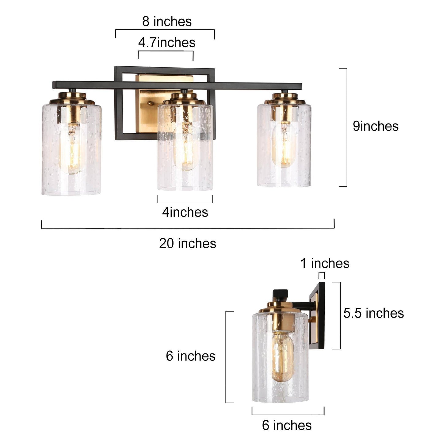 Hormosira 3-Light Black and Brass Vanity Light