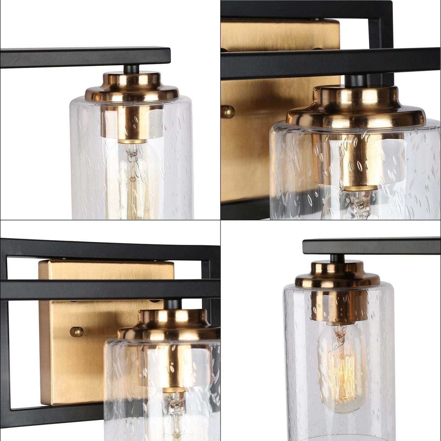 Hormosira 3-Light Black and Brass Vanity Light