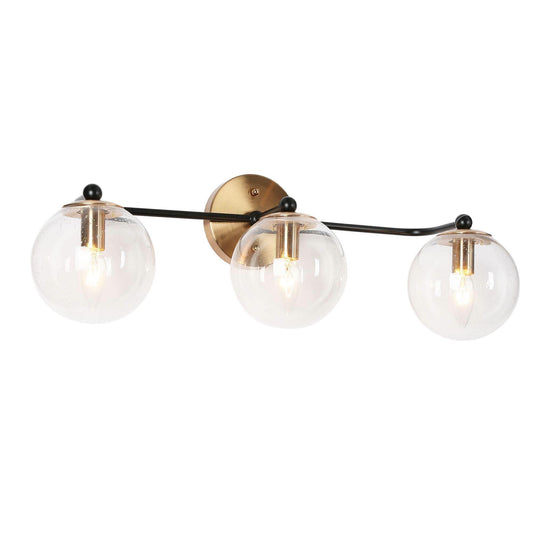 3-Light Bath Vanity Light Ball Clear Glass Wall Lamps - Belles Lighting