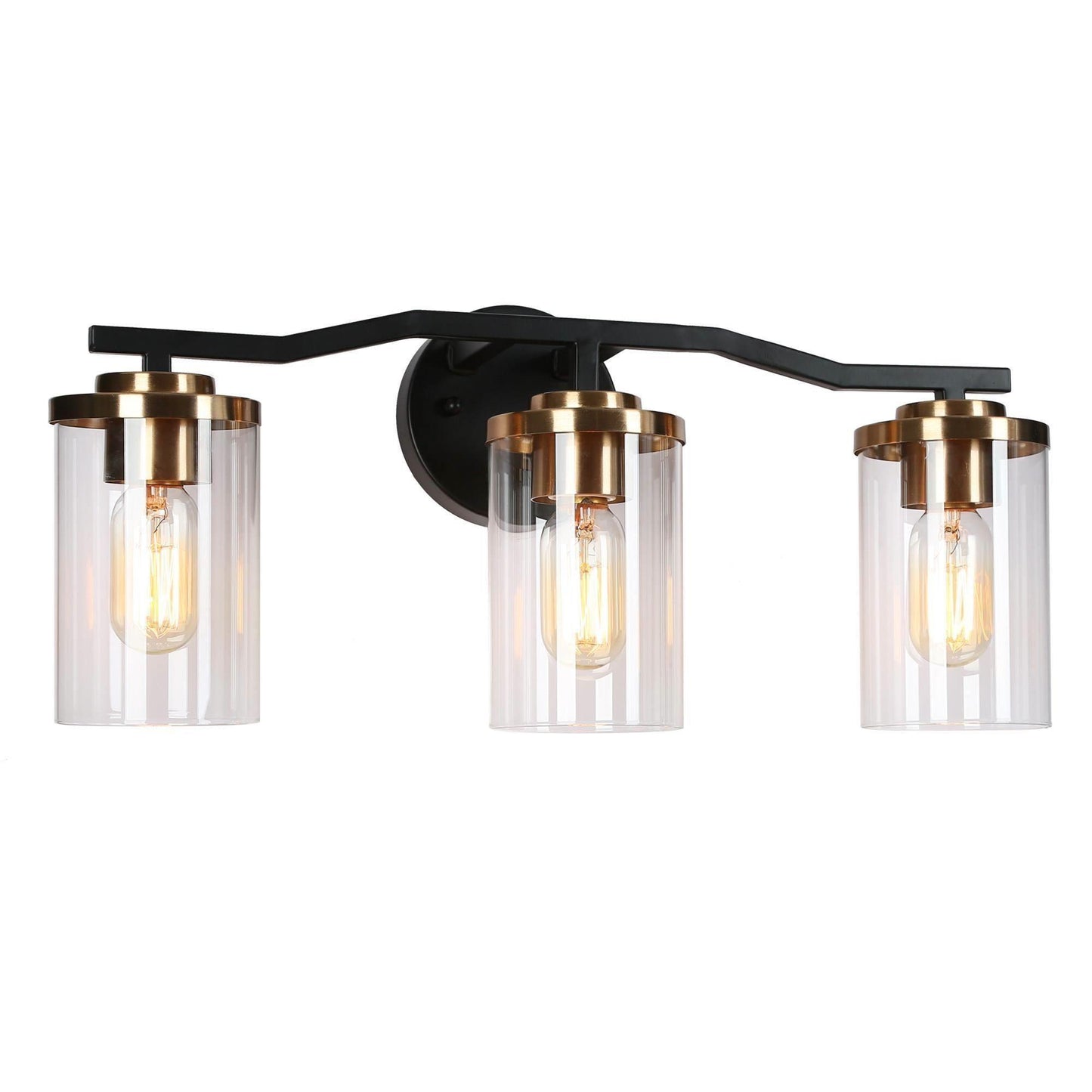 3-Light Bath Vanity Light Cylinder Glass Wall Lamps - Belles Lighting