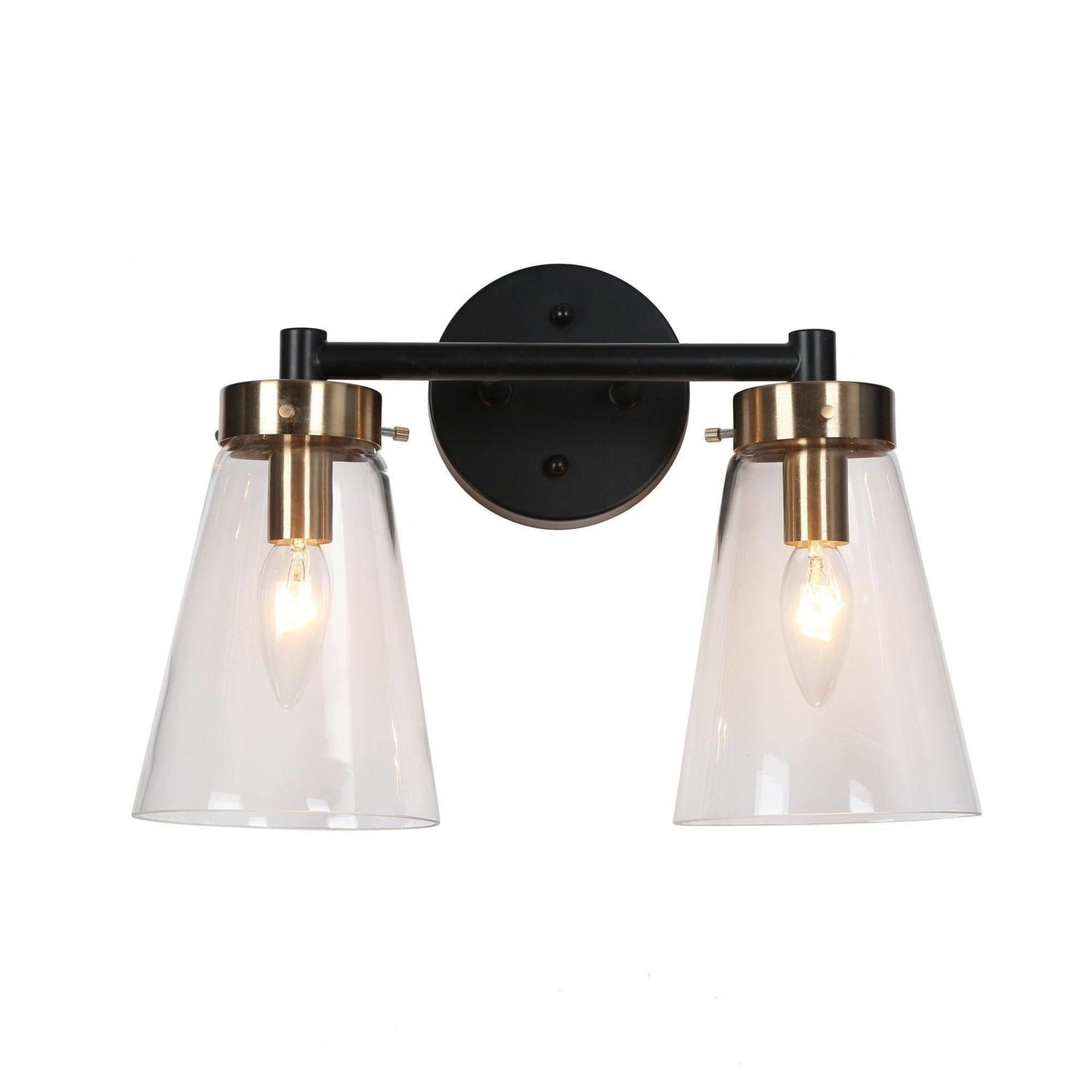 Deferoiry 2-Light Black and Brass Vanity Light