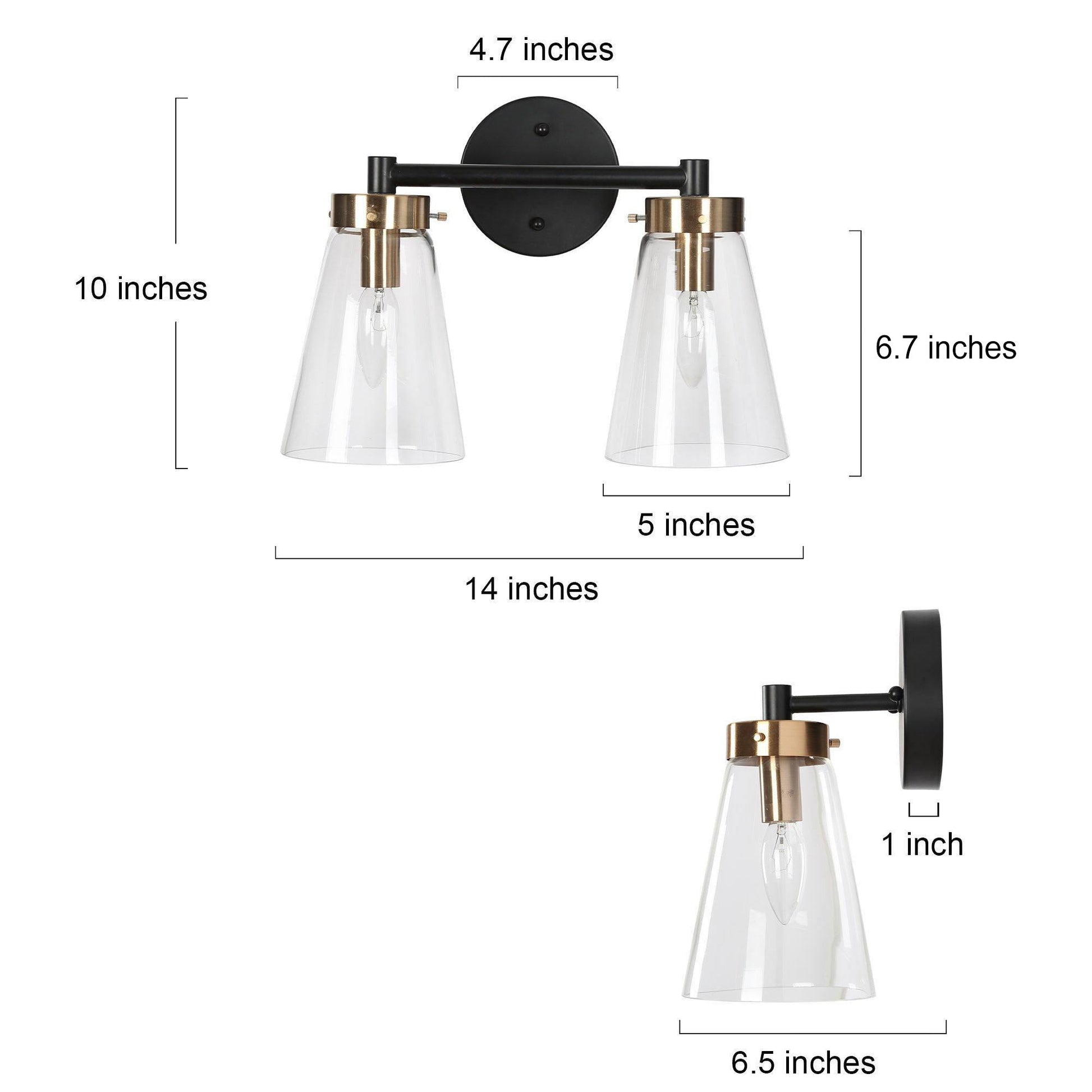 Deferoiry 2-Light Black and Brass Vanity Light