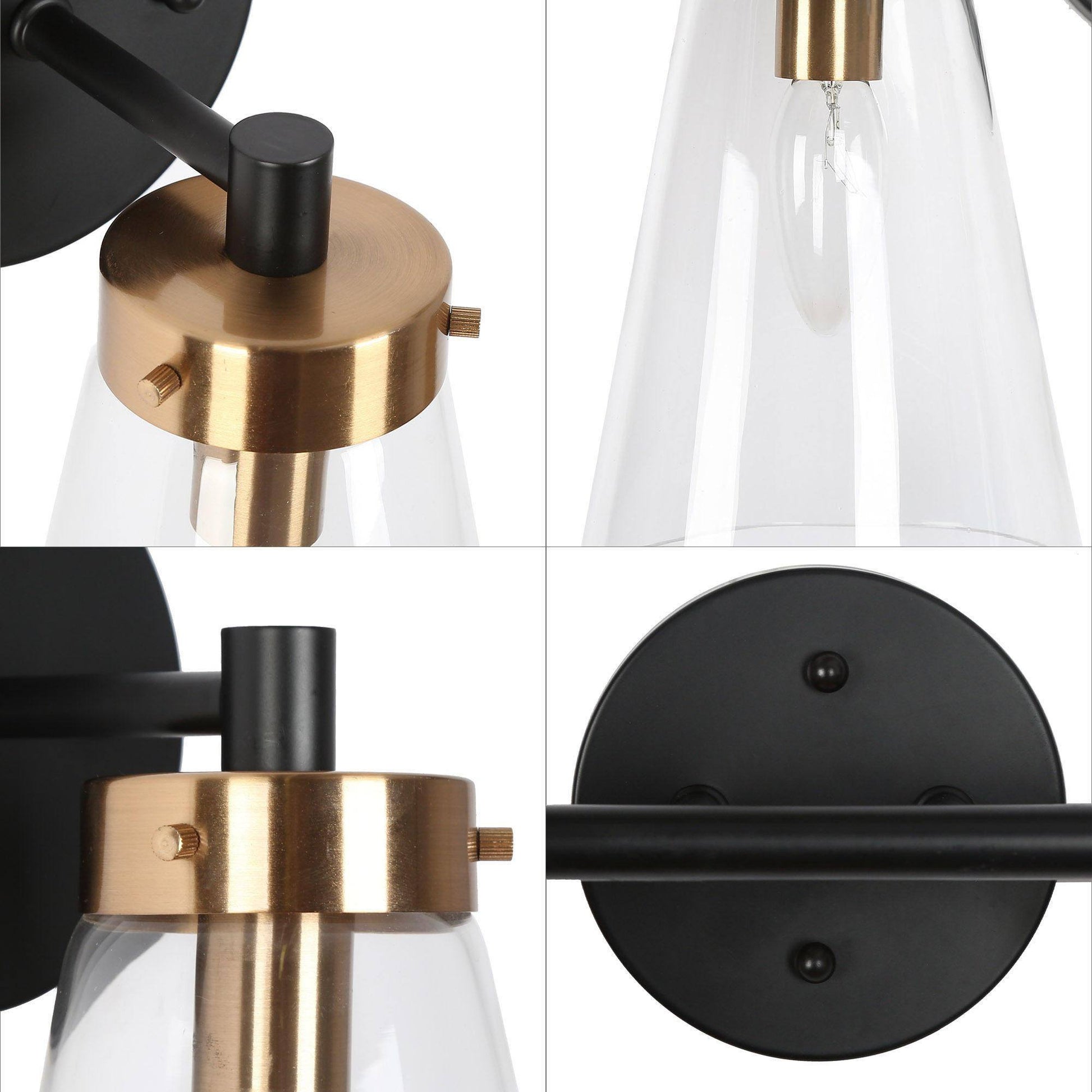 Deferoiry 2-Light Black and Brass Vanity Light