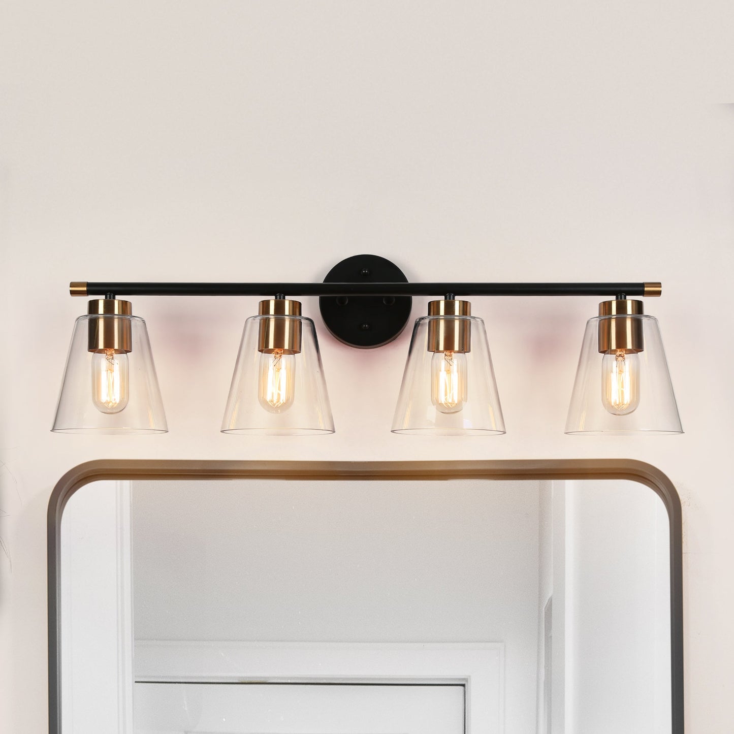 Aurelienne 4-Light Black and Brass Vanity Light