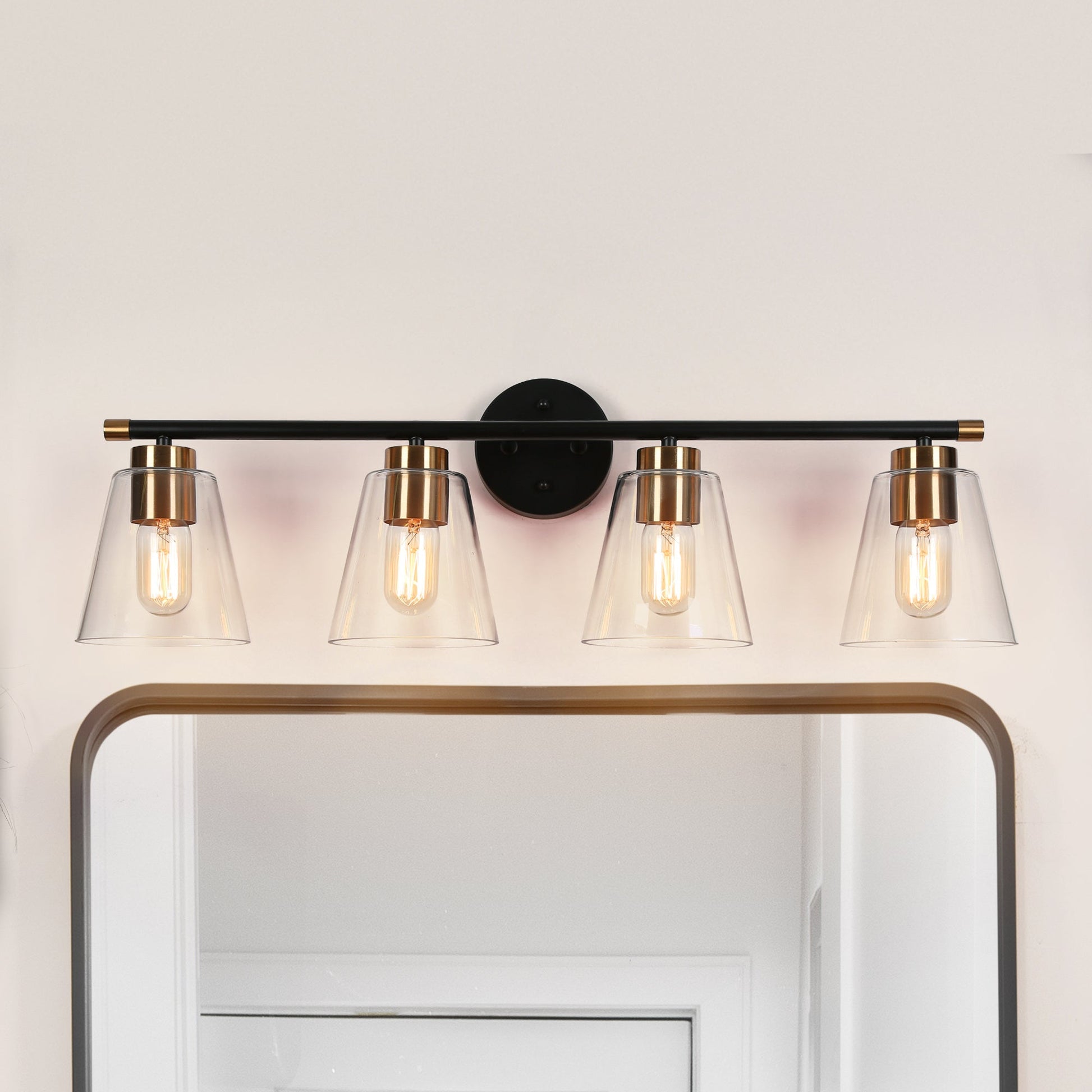 Aurelienne 4-Light Black and Brass Vanity Light