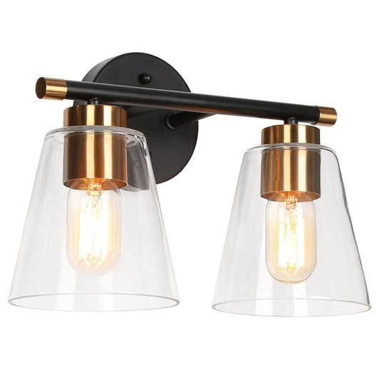 Amaduz 2-Light Black and Brass Vanity Light