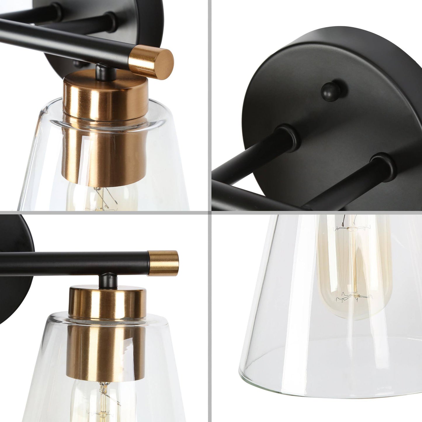 Amaduz 2-Light Black and Brass Vanity Light