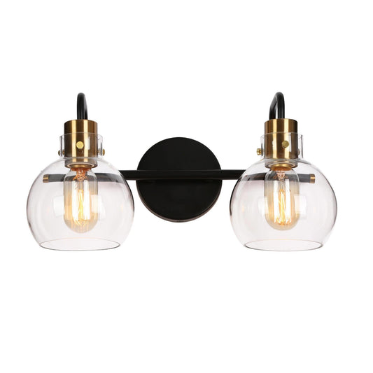 Luffa 2-Light Black and Brass Vanity Light