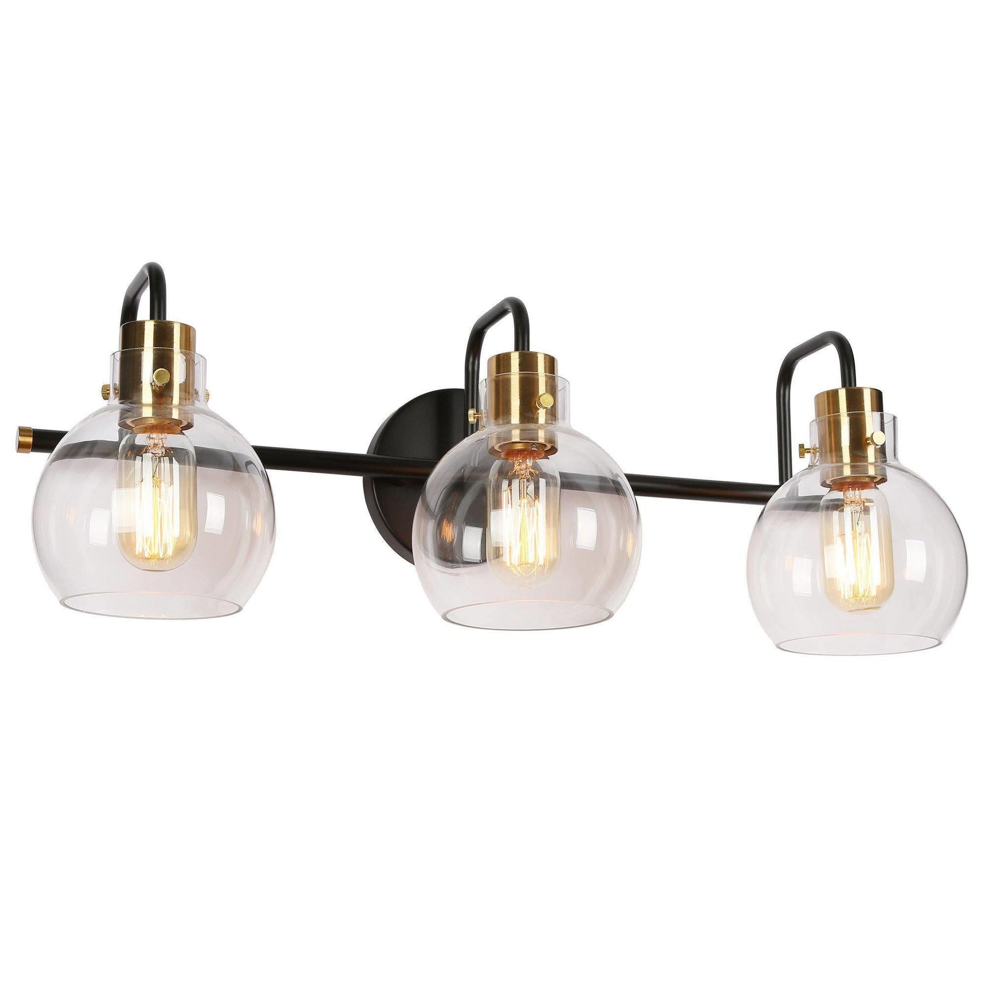 Luffa 3-Light Black and Brass Vanity Light