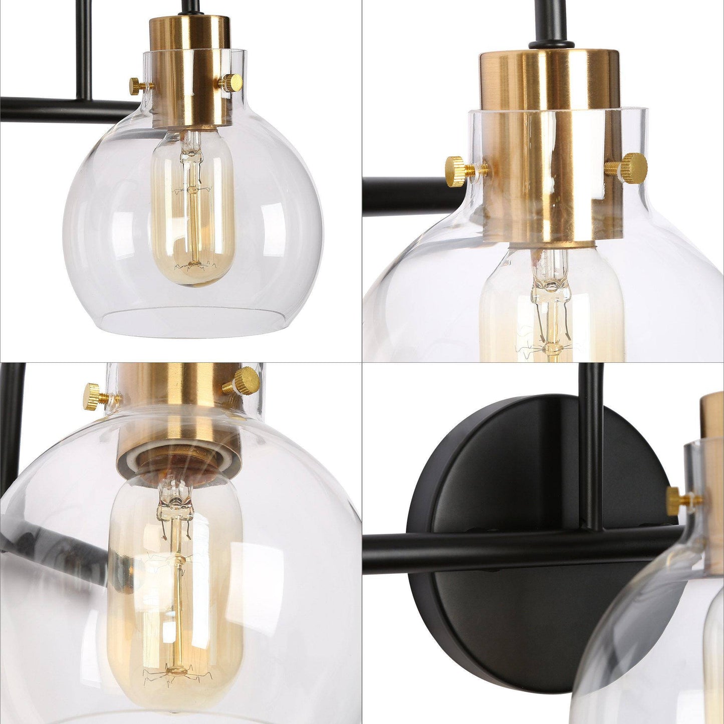 Luffa 3-Light Black and Brass Vanity Light