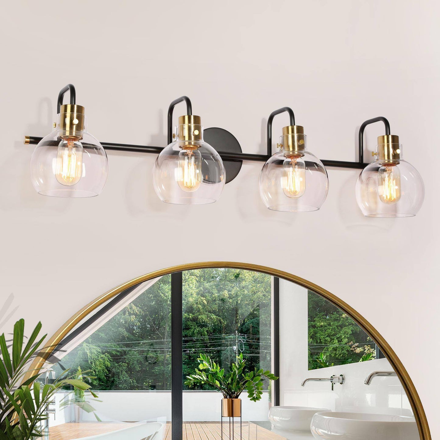 Luffa 4-Light Black and Brass Vanity Light