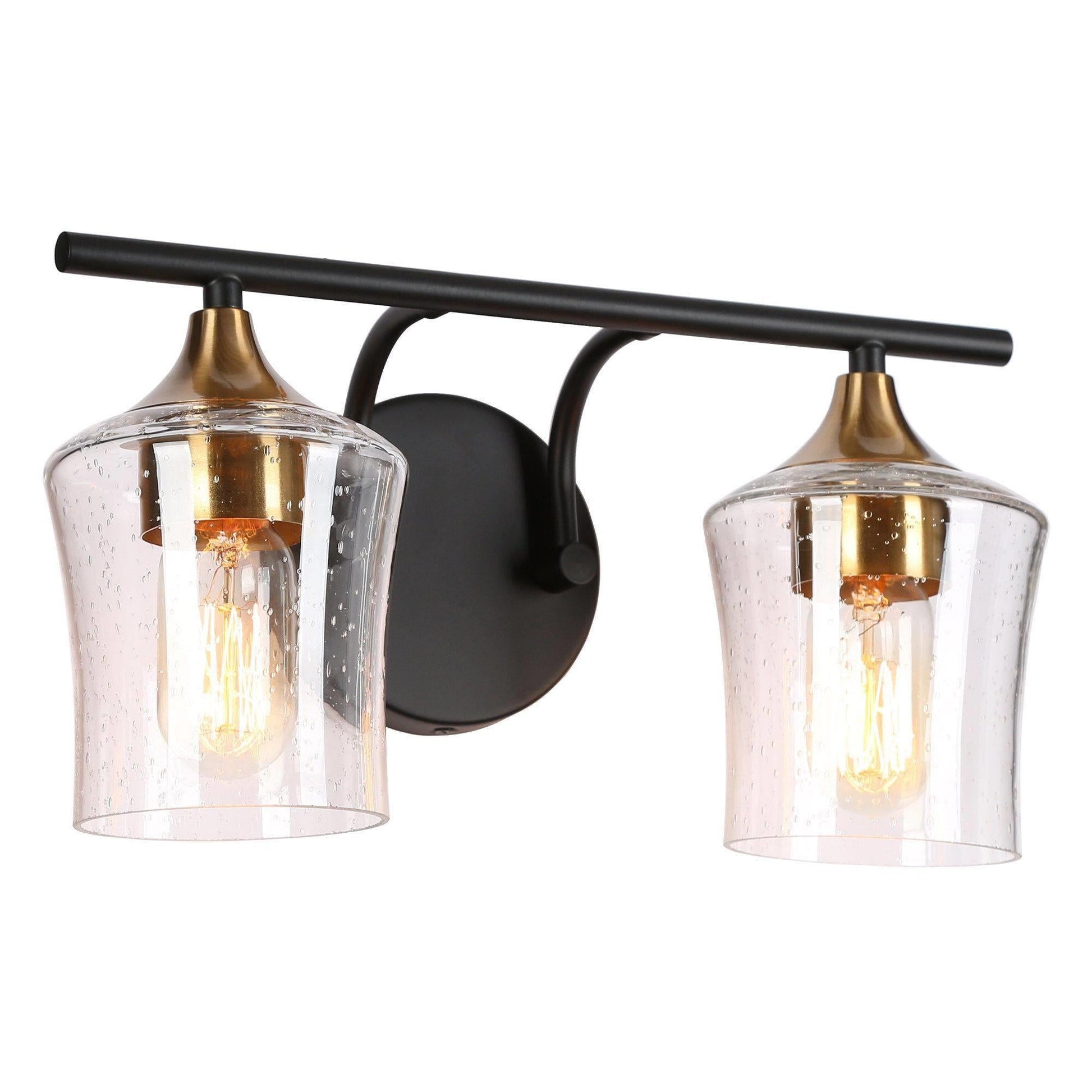 Druggiming 2-Light Black and Brass Vanity Light