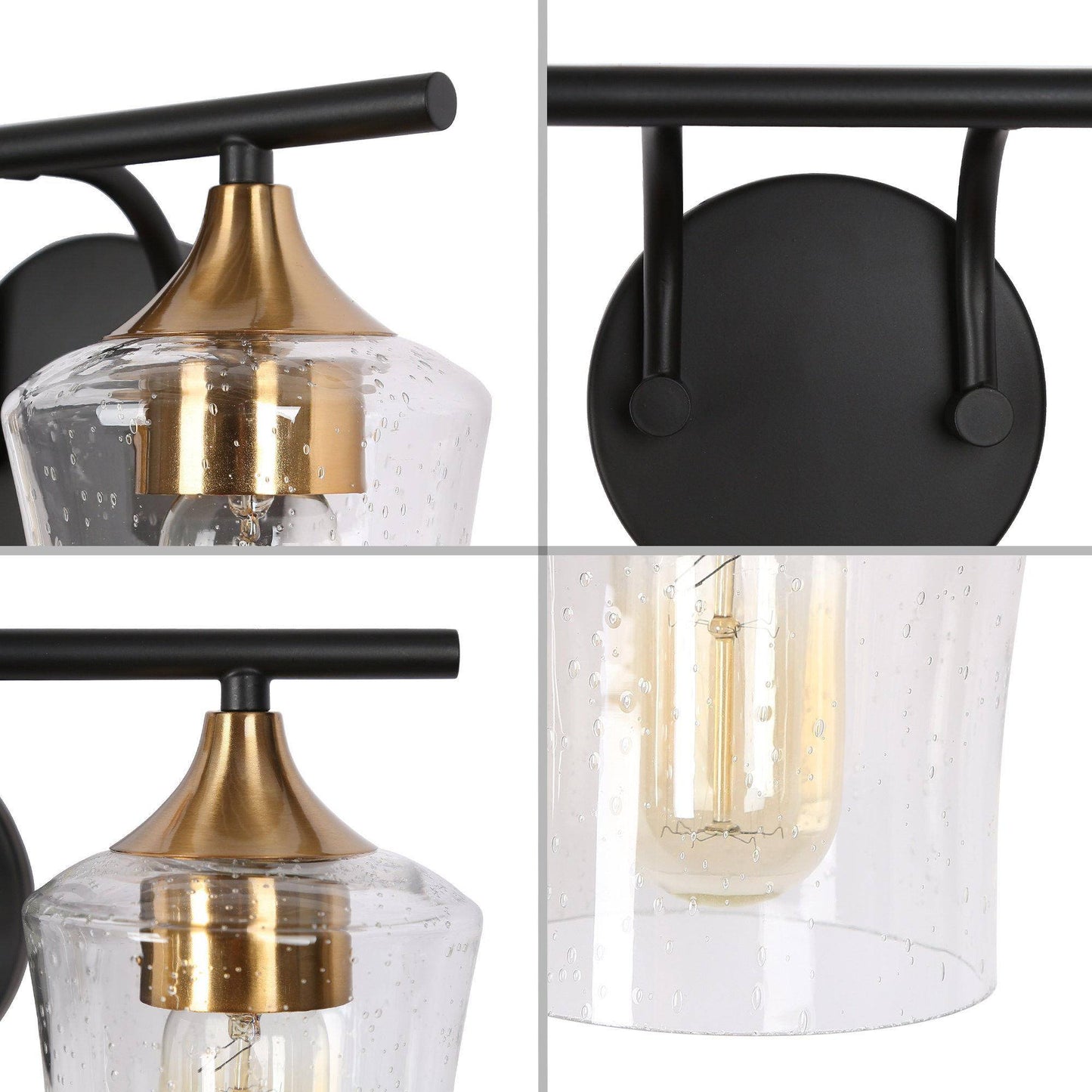 Druggiming 2-Light Black and Brass Vanity Light