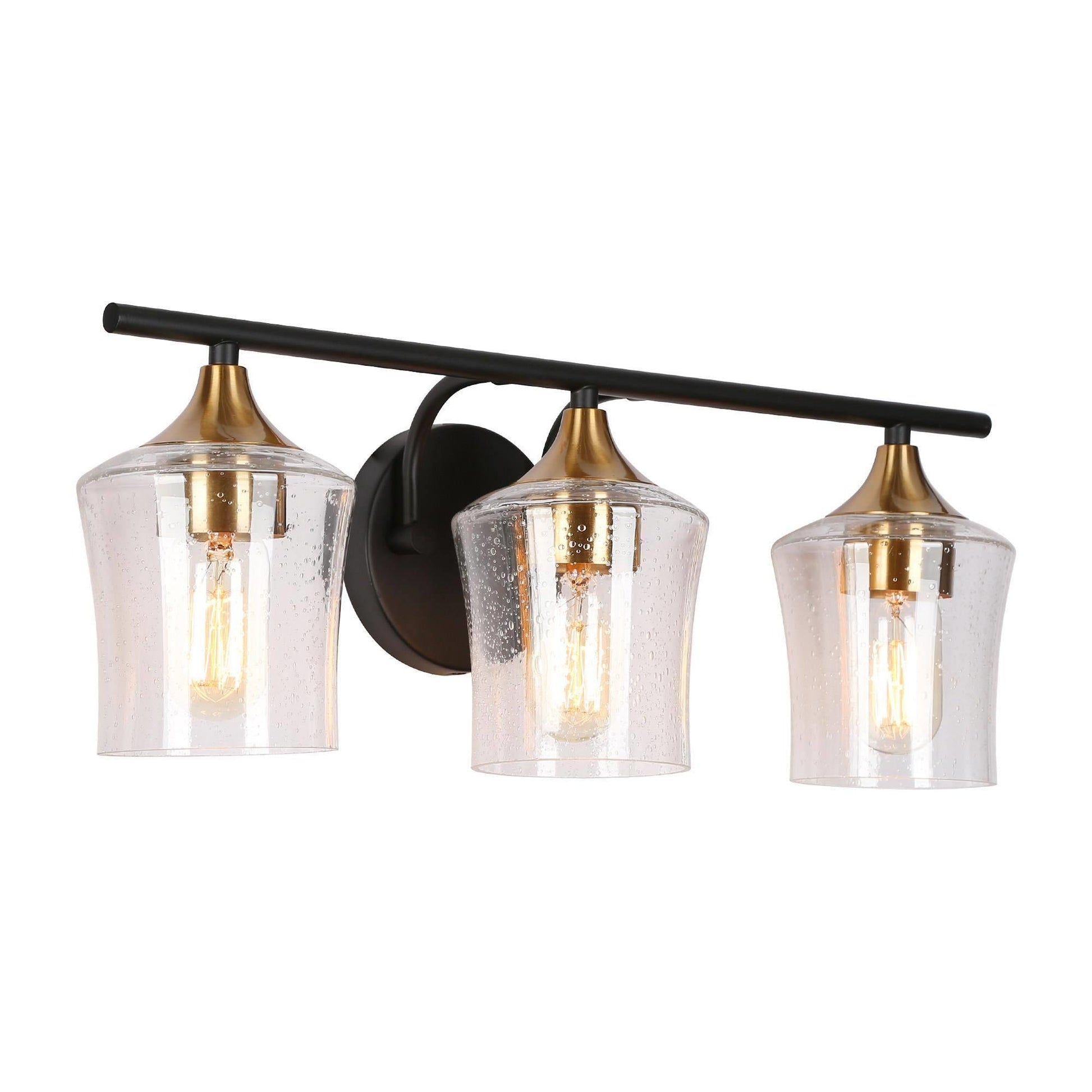 Druggiming 3-Light Black and Brass Vanity Light