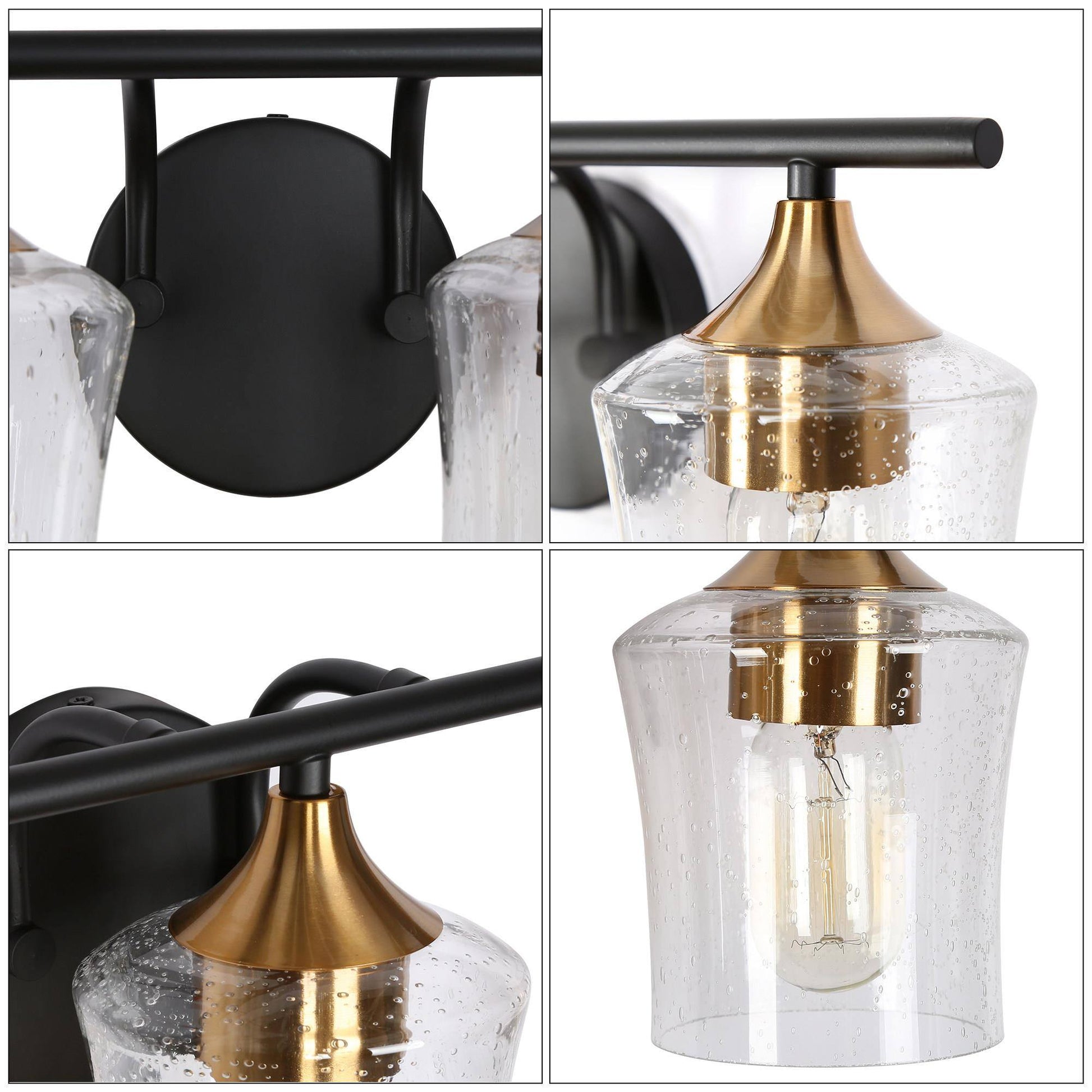 Druggiming 3-Light Black and Brass Vanity Light