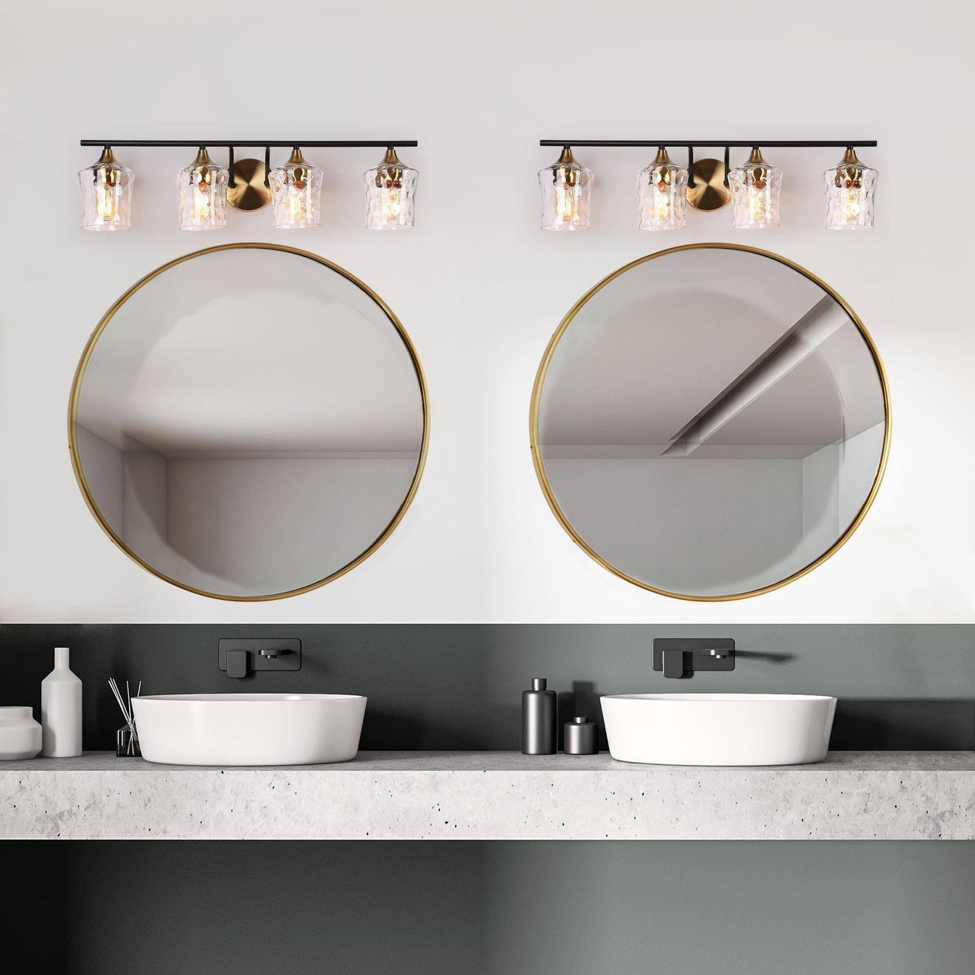 Druggiming 4-Light Black and Brass Vanity Light