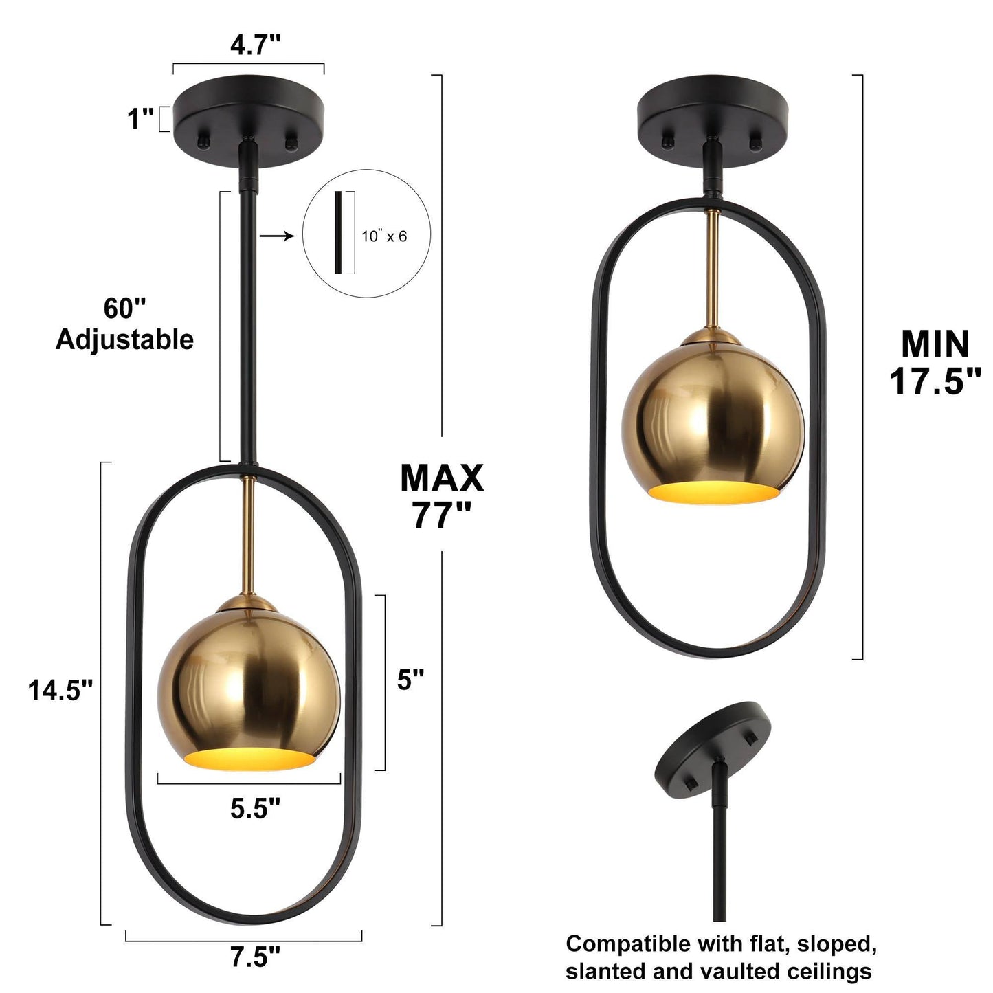 Semerisy 1-Light Mini Black Modern Pendant Light Fixtures