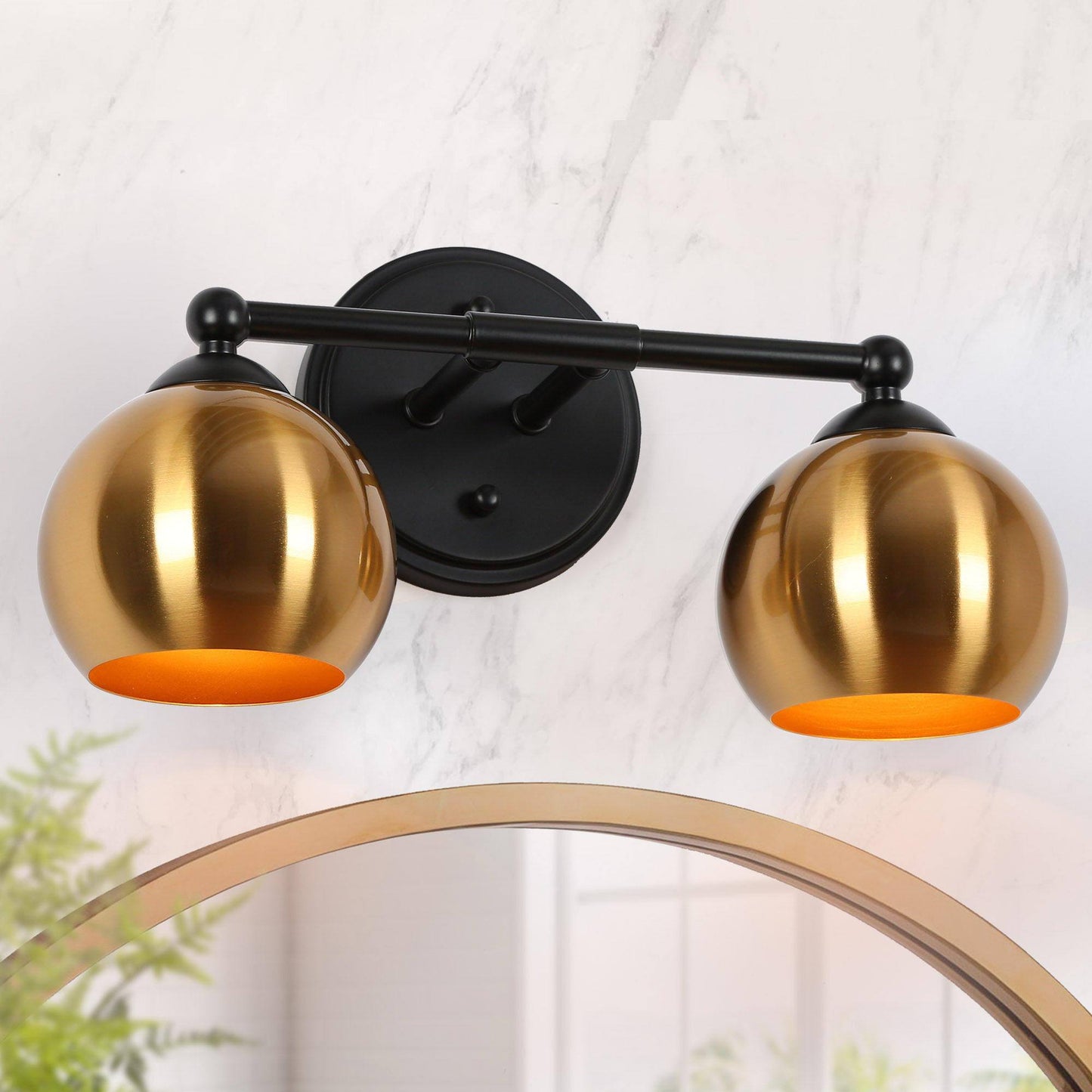 Semerisy 2-Light Black and Brass Vanity Light