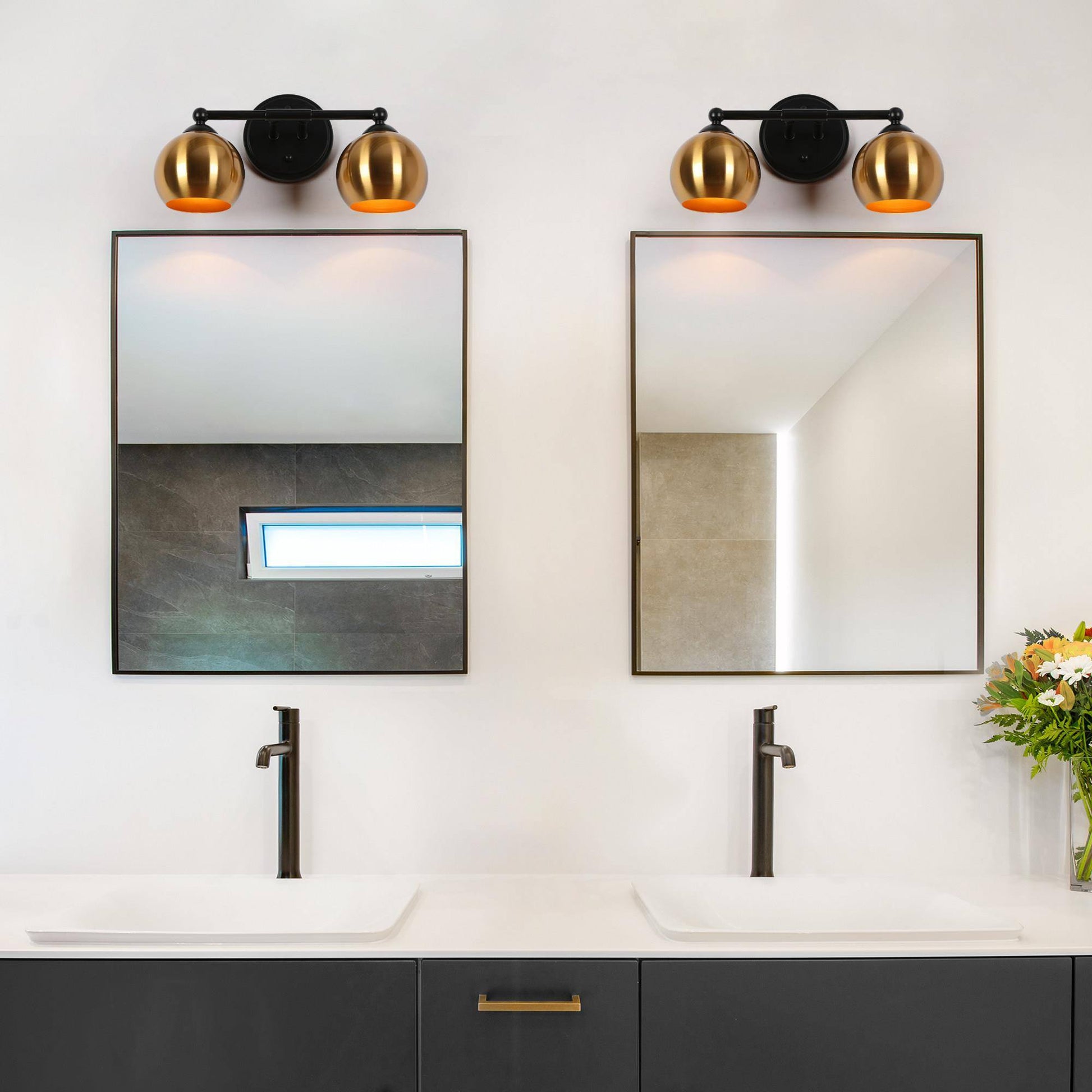 Semerisy 2-Light Black and Brass Vanity Light