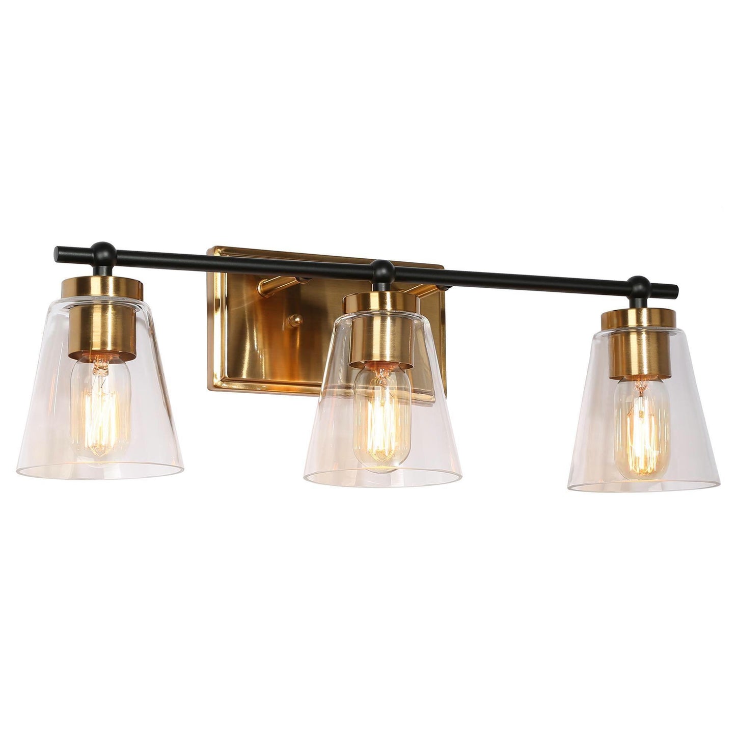 3-Light Bath Vanity Light Cone Glass Wall Lamps - Belles Lighting