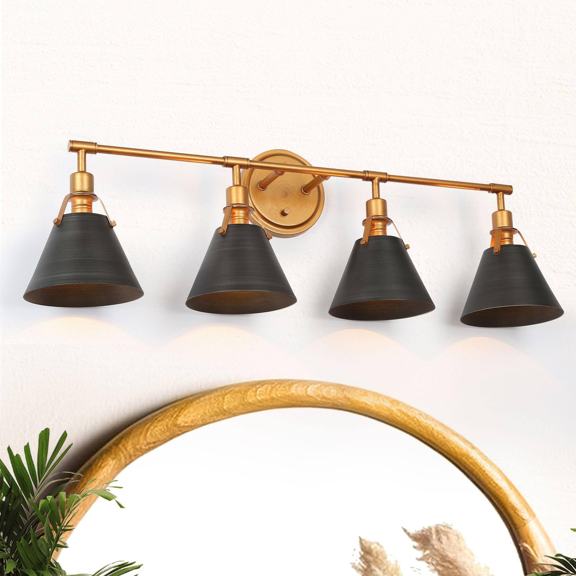 Ives 4-Light Black and Gold Vanity Light