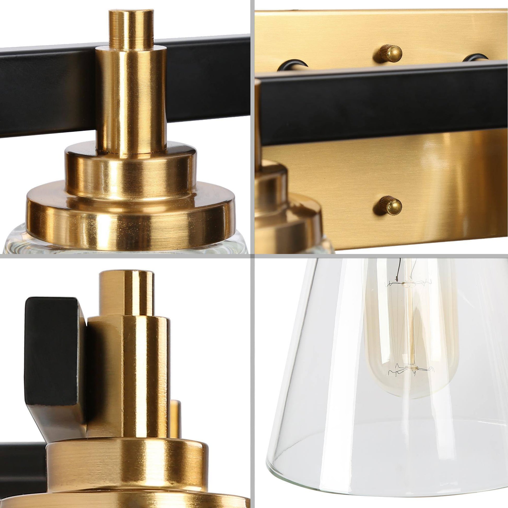 Temtocaxy 4-Light Black and Brass Vanity Light