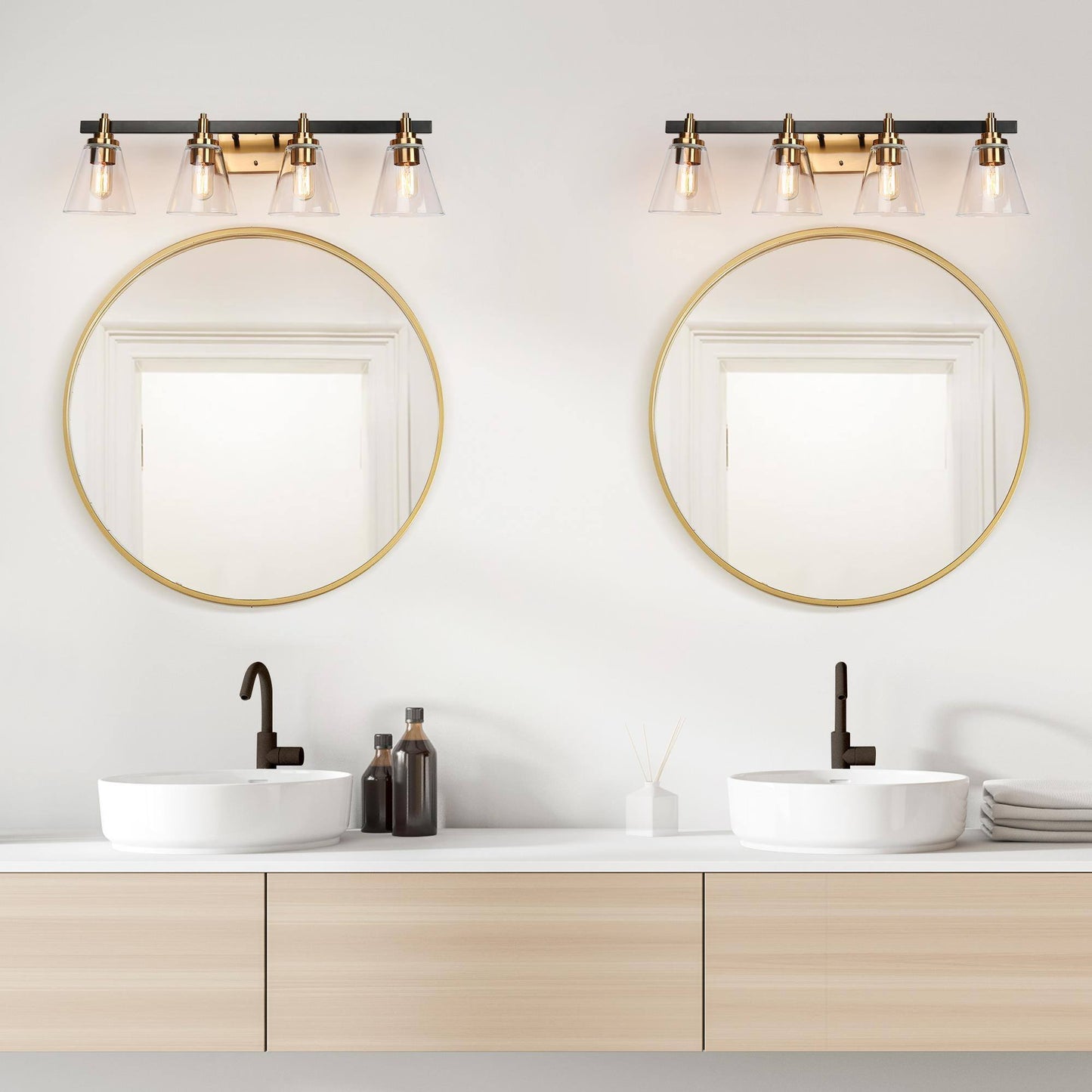 Temtocaxy 4-Light Black and Brass Vanity Light