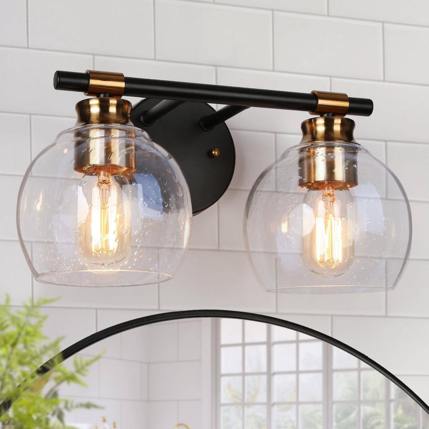 Amaryllis 2-Light Black and Brass Vanity Light