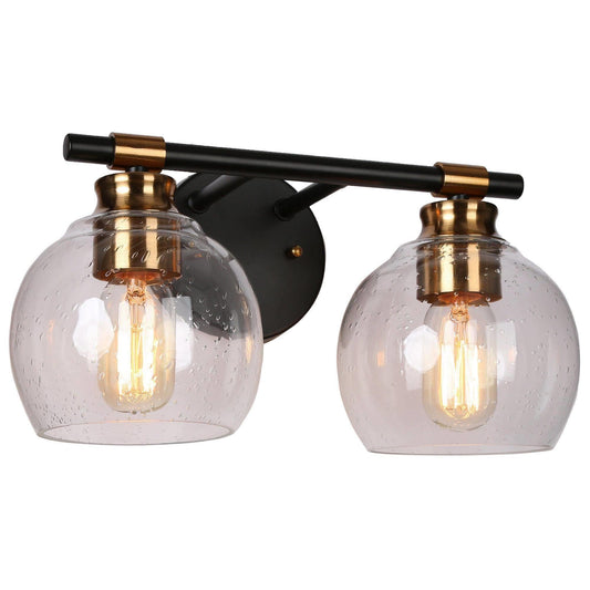 Amaryllis 2-Light Black and Brass Vanity Light