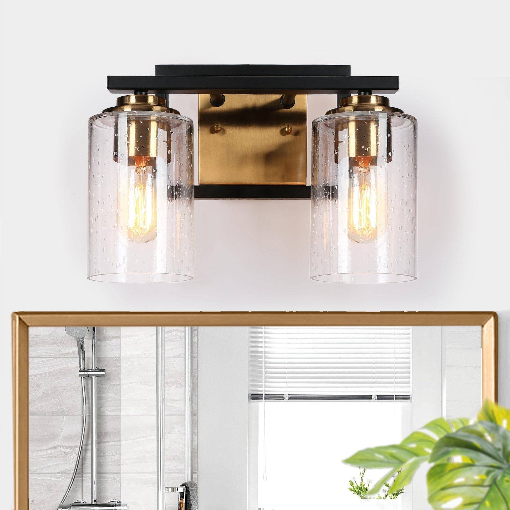 Hormosira 2-Light Black and Brass Vanity Light