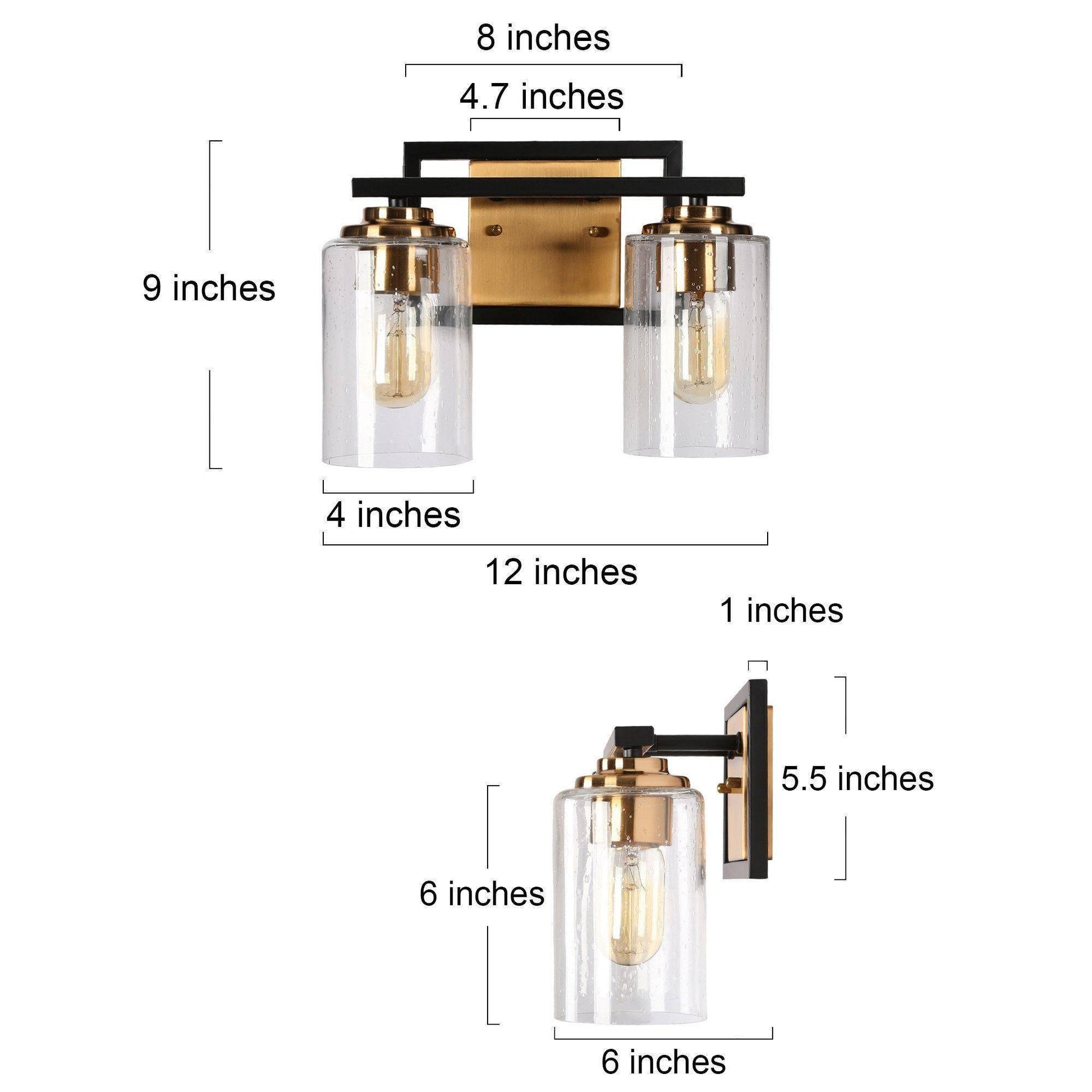 Hormosira 2-Light Black and Brass Vanity Light