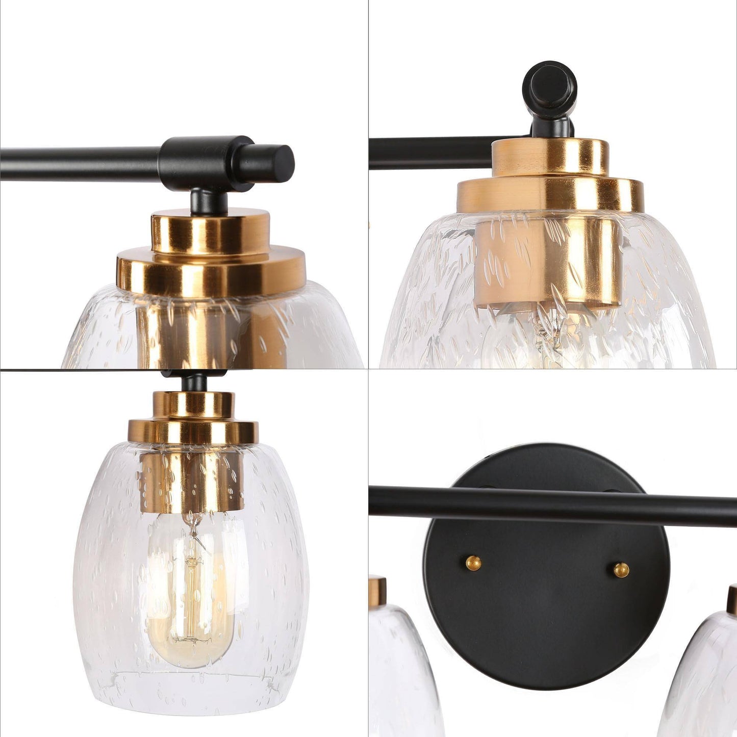 Gary 4-Light Black and Brass Vanity Light