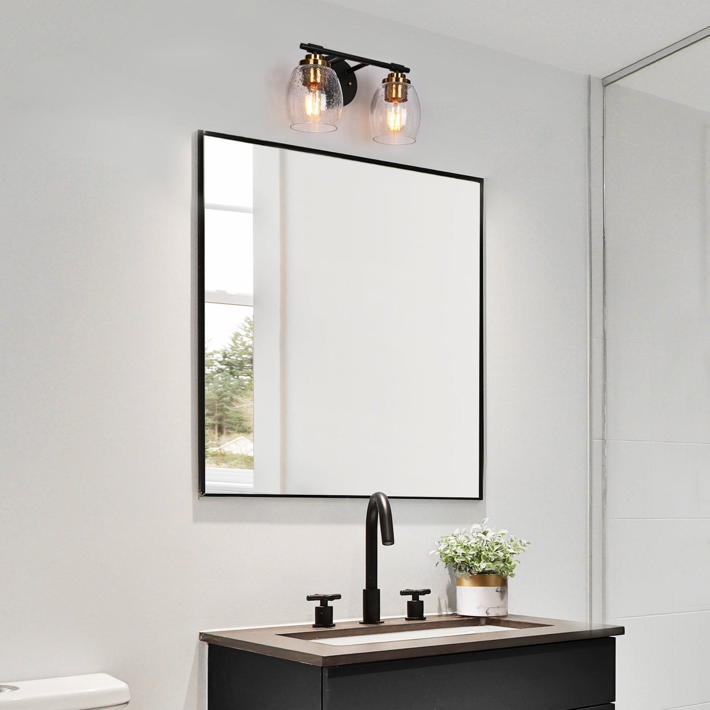 Gary 4-Light Black and Brass Vanity Light