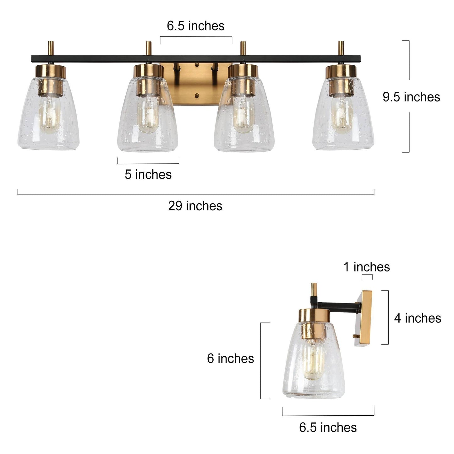 Rhododendron 4-Light Black and Brass Vanity Light